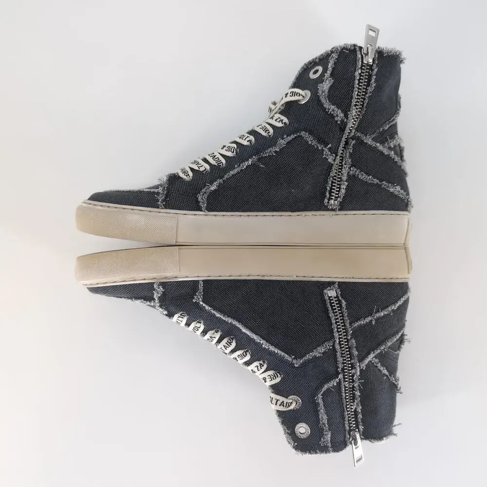 ZADIG & VOLTAIRE High Flash Canvas Sneakers in Noir Black - Size US 9 EU 40 -NIB